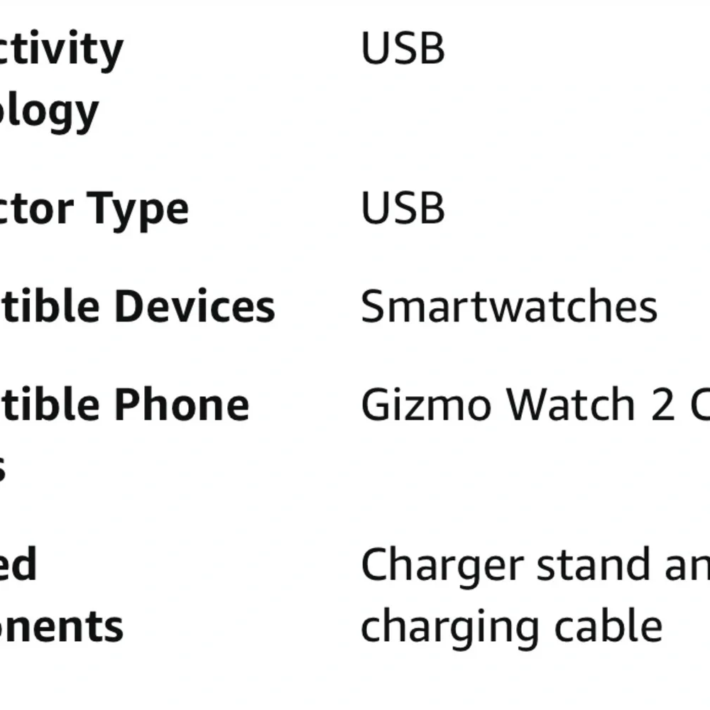 Smartwatch Charging Stand and Dock - Black Compatible with Verizon Gizmo Watch